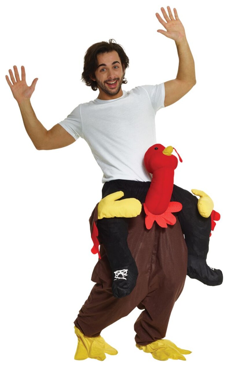 The Costume Center White and Brown Turkey Trot Piggyback Unisex Adult Halloween Costume - One Size
